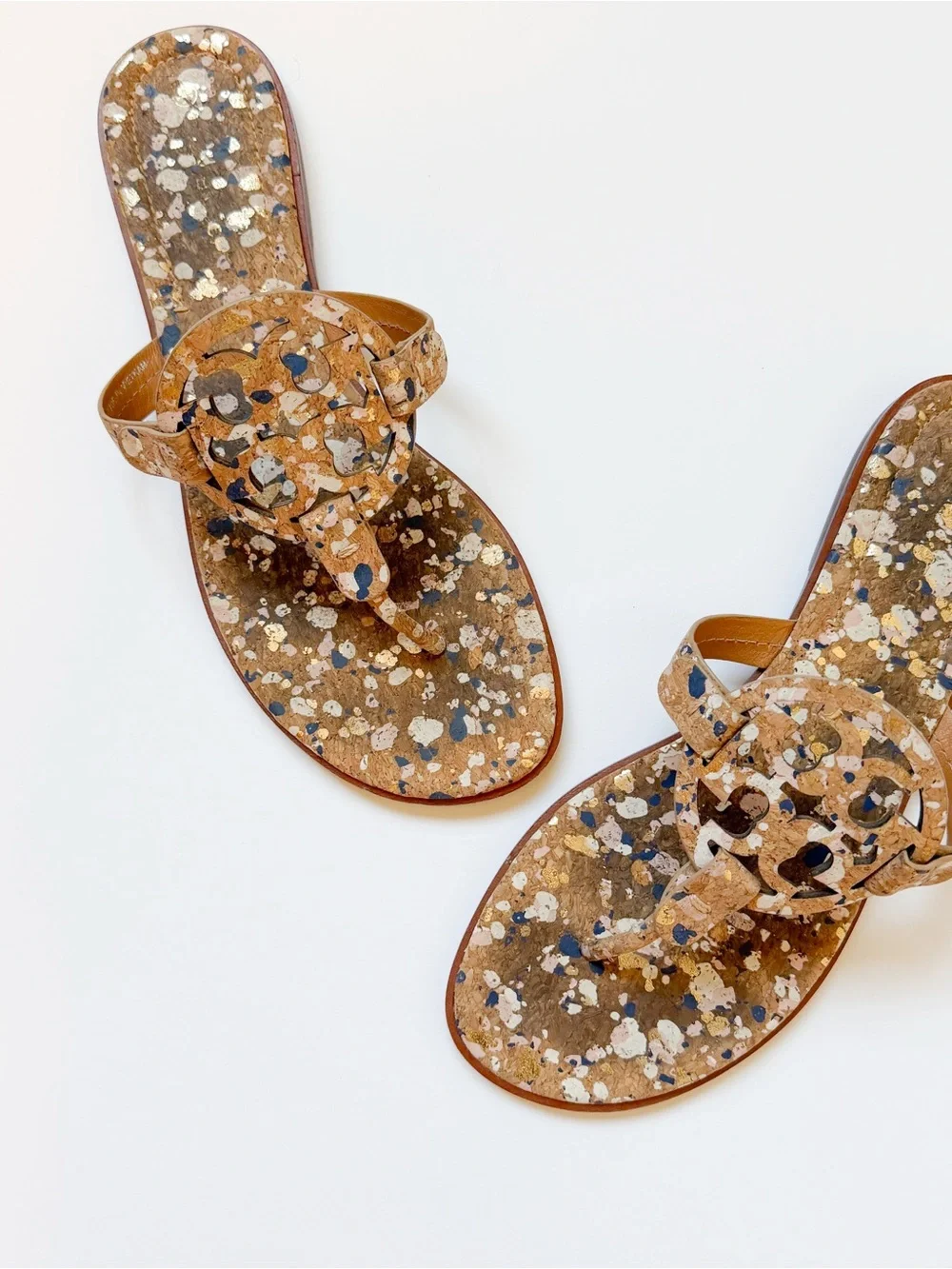Tory Burch Brown Speckled Leather Miller Sandals size 9